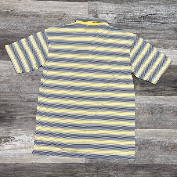 Nike Golf Dri Fit UV Yellow Blue Striped Mens M Mirabel Club Golf Polo Shirt - Picture 3 of 10